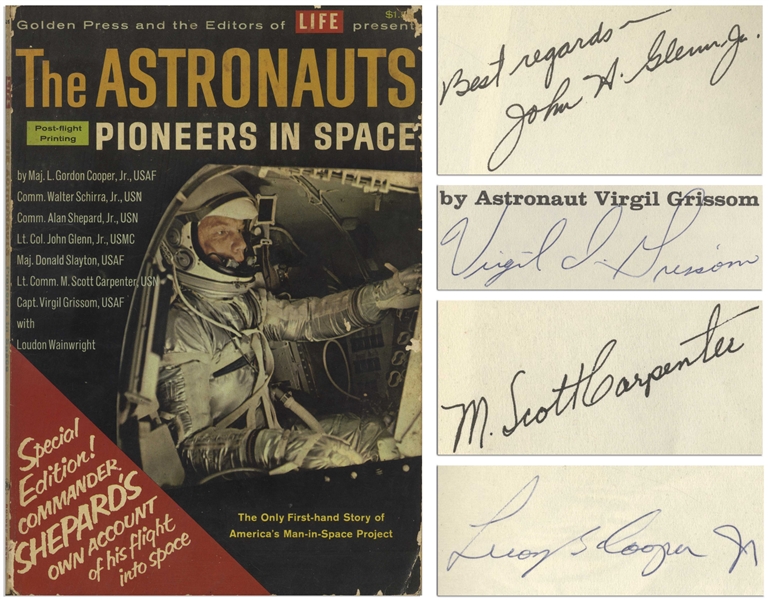 ''The Astronauts Pioneers in Space'' Signed by Four of the Mercury 7:  Scott Carpenter, Gordon Cooper, John Glenn and Gus Grissom